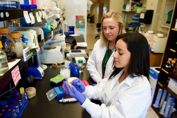 Students in biology lab